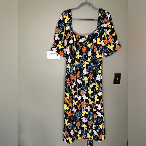 ELOQUII ELEMENTS Floral Print Fit & Flare Dress with Puff Sleeves Size 20 - Picture 4 of 8